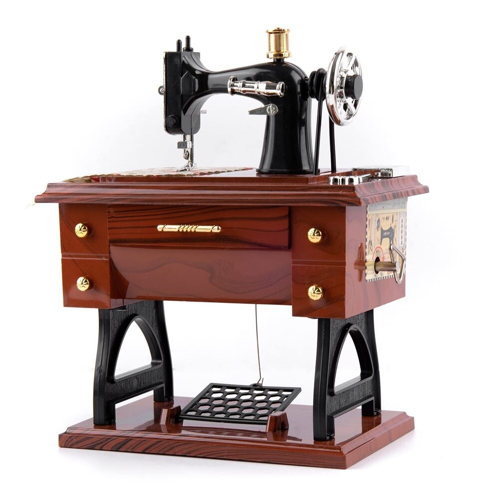 3282 Vintage Sewing Machine Jewelry Clockwork Music Boxes for Home Desk